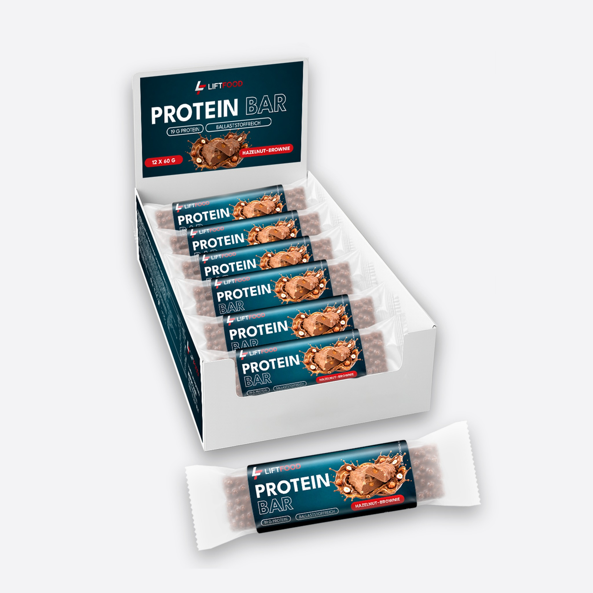 LIFTFOOD Protein Bar Hazelnut Brownie, Display mit 12 Riegeln à 60 g