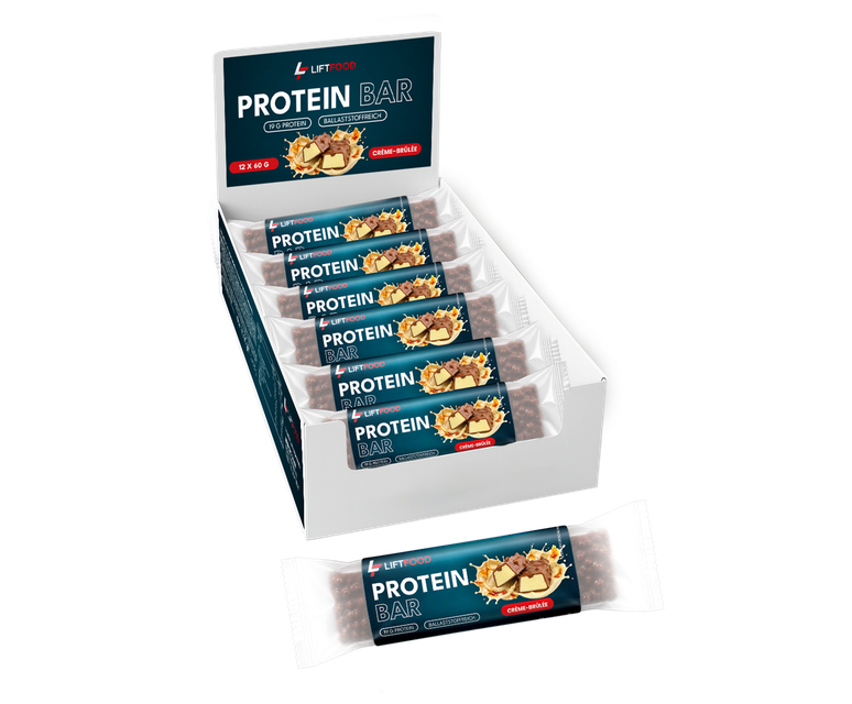 LIFTFOOD Protein Bar Crème Brûlée, Display mit 12 Riegeln