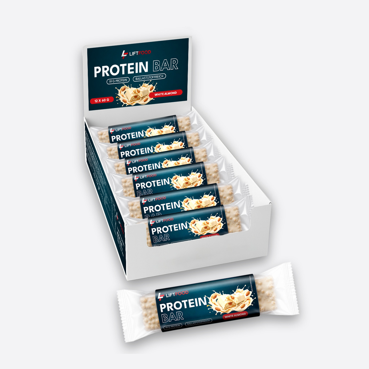 LIFTFOOD Protein Bar White Almond, Display mit 12 Riegeln à 60 g