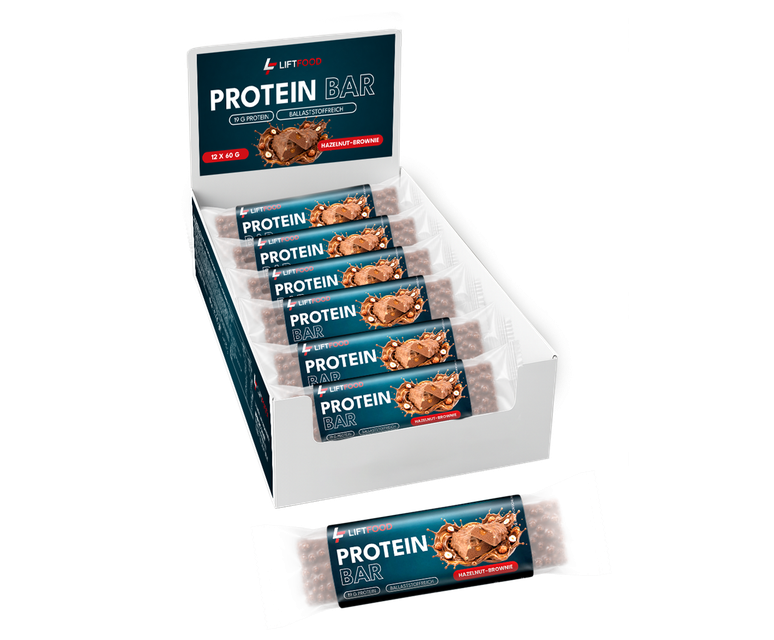 LIFTFOOD Protein Bar Hazelnut Brownie, Display mit 12 Riegeln